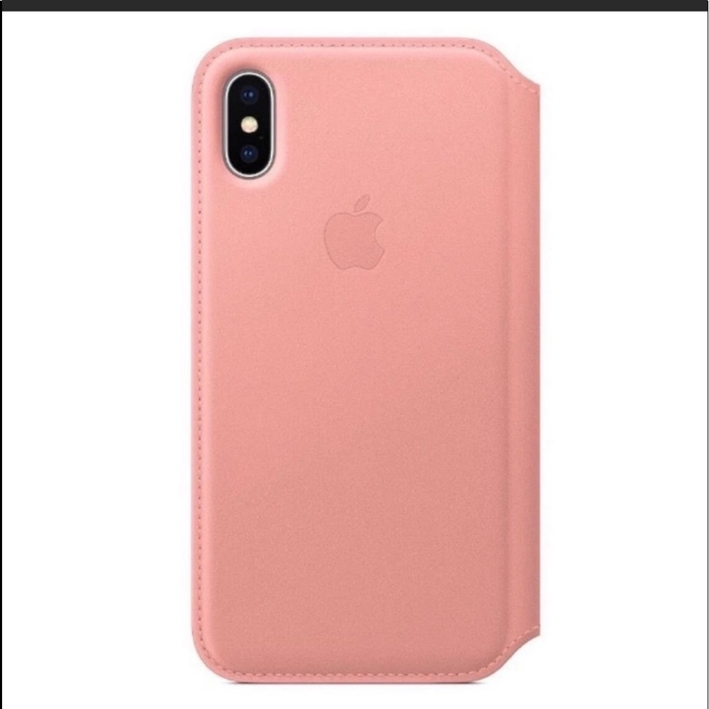NIB iPhone X soft pink genuine leather folio case